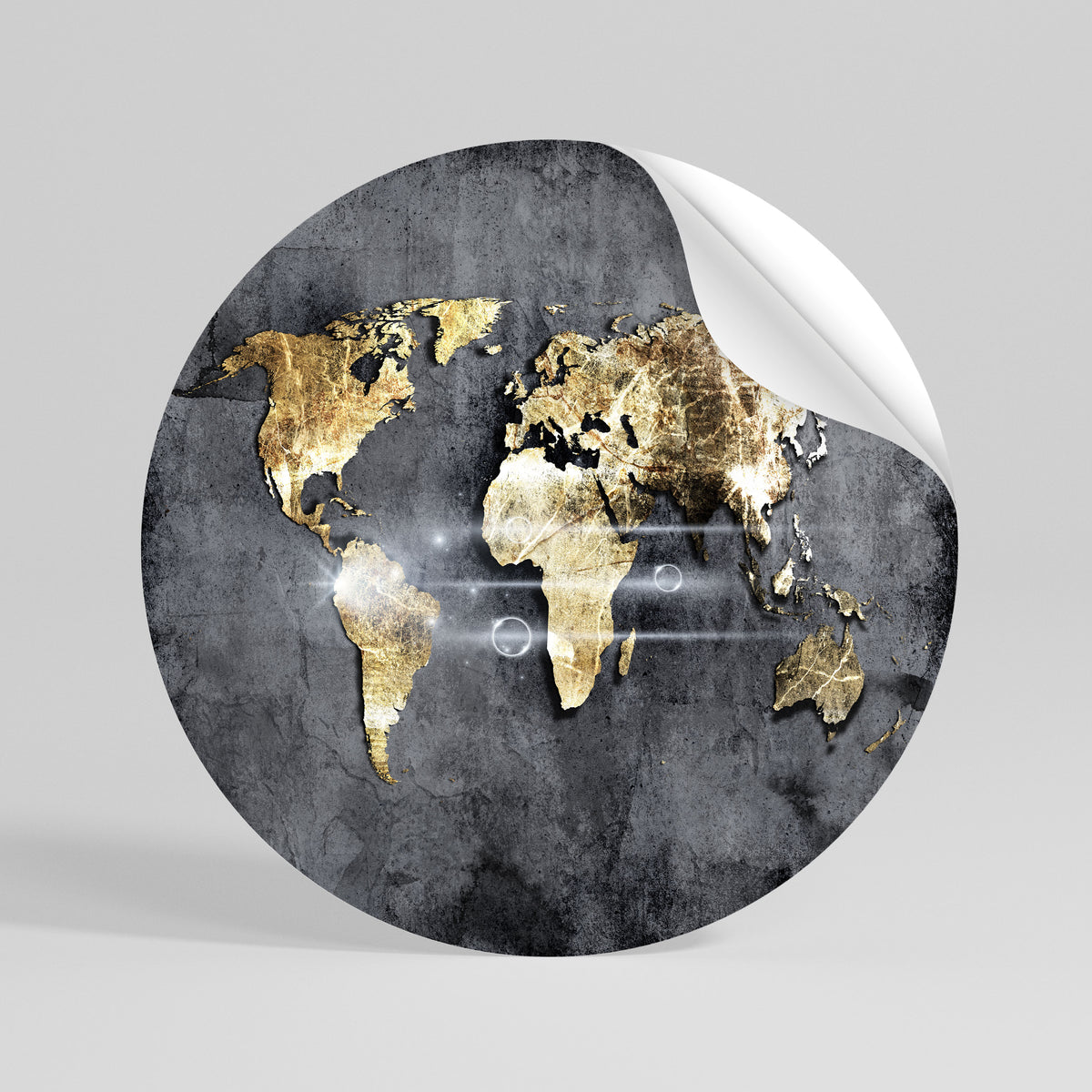 SHIMMERING EARTH MAP Rund väggdekal