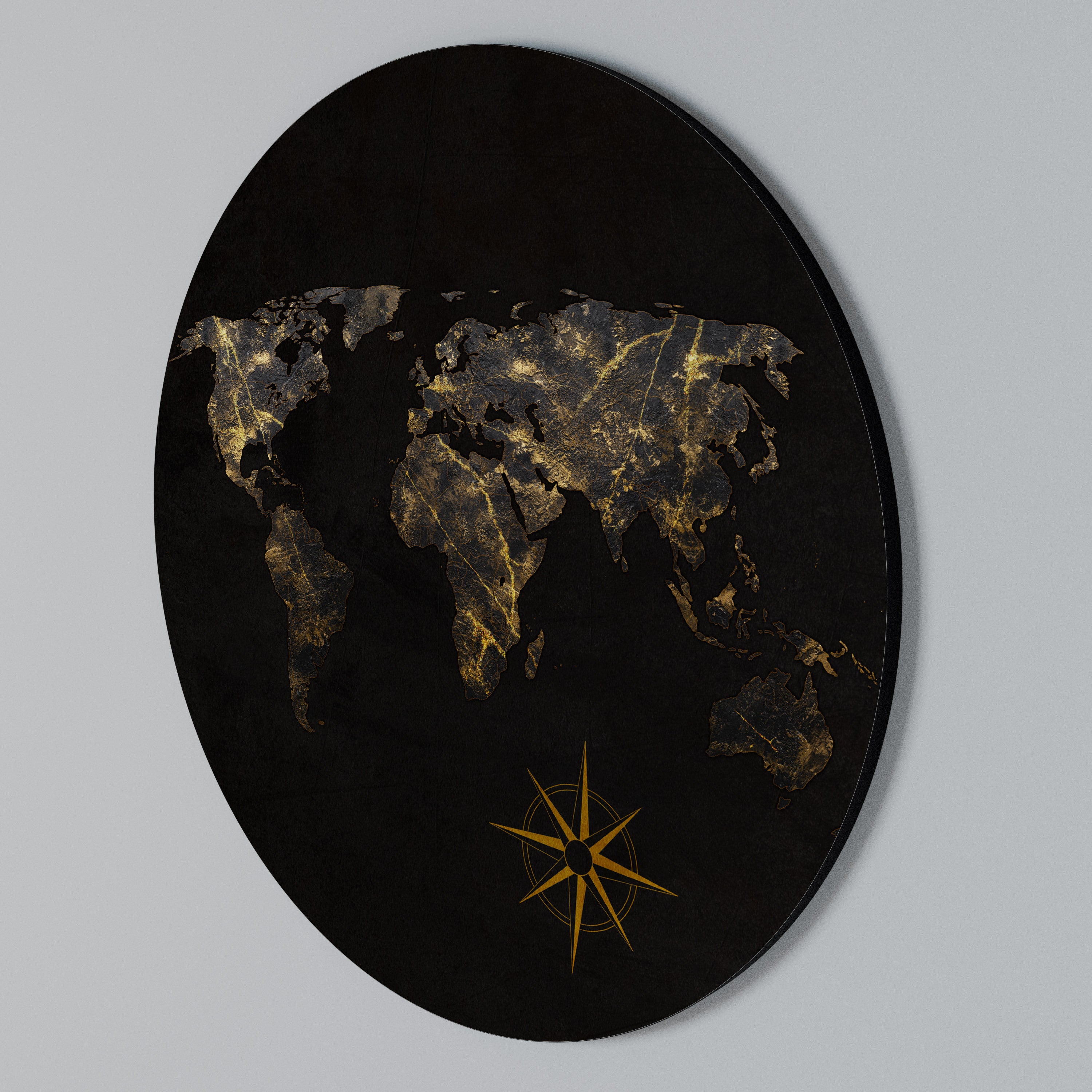 GOLDEN GEOGRAPHY Rund väggdekor