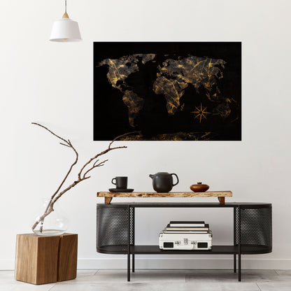 GOLDEN GEOGRAPHY horisontell affisch med självhäftande motiv