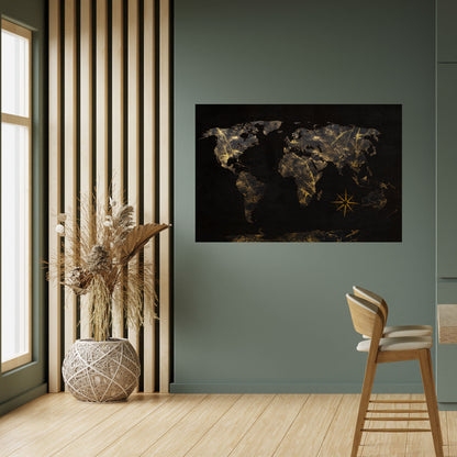 GOLDEN GEOGRAPHY horisontell affisch med självhäftande motiv