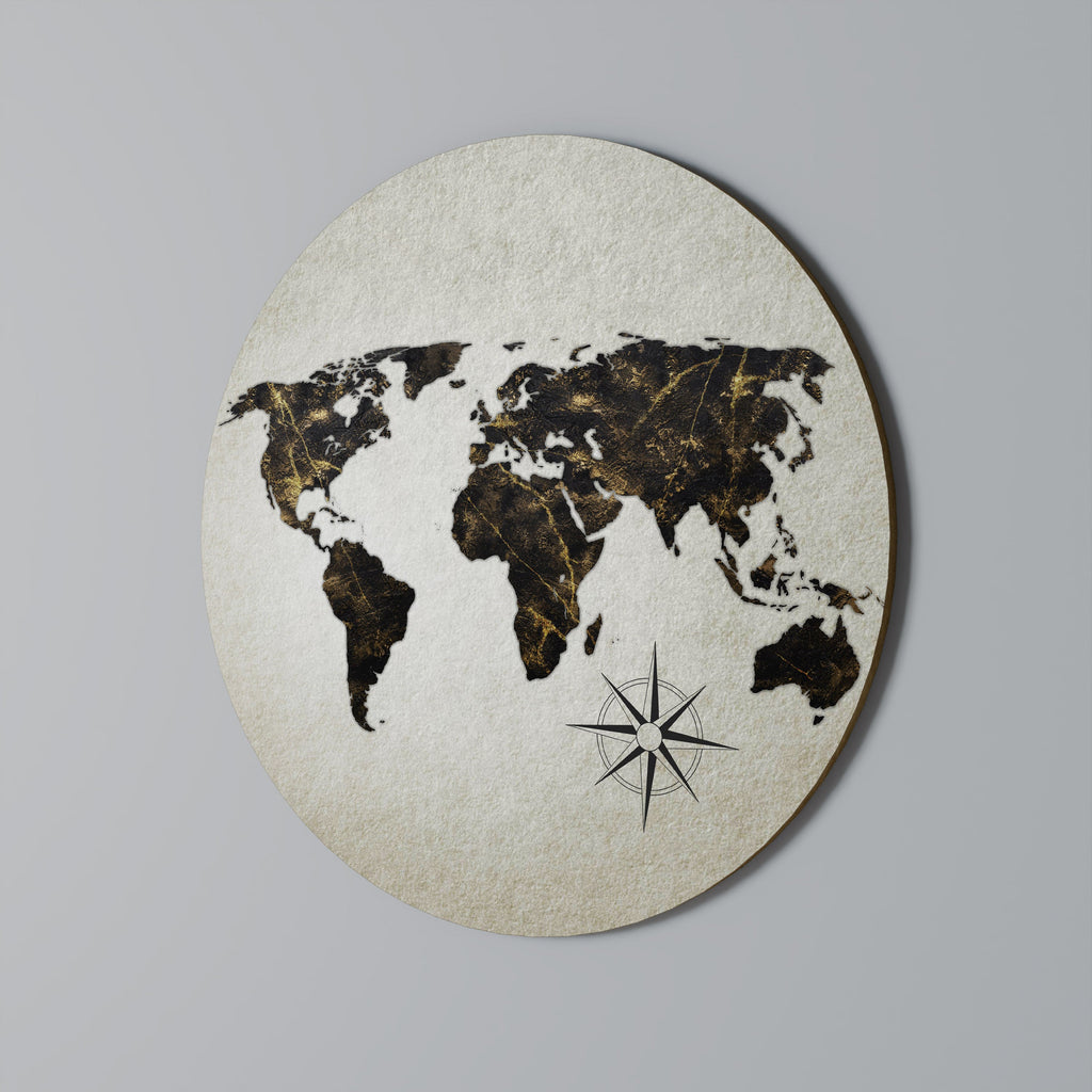 GOLDEN LINES GLOBE Round Wall Art