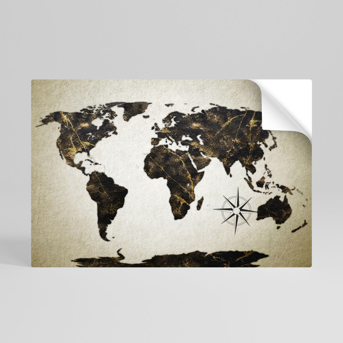 GOLDEN LINES GLOBE Peel and Stick Horizontal Poster