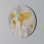 METALLIC WORLDVIEW MAP Round Wall Art