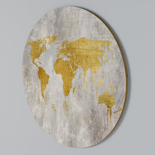 METALLIC WORLDVIEW MAP Rund väggdekor