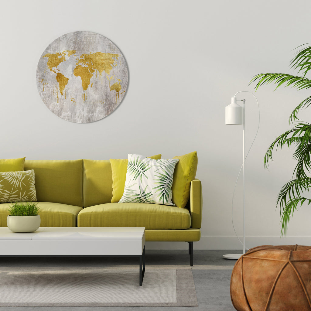 METALLIC WORLDVIEW MAP Round Wall Art