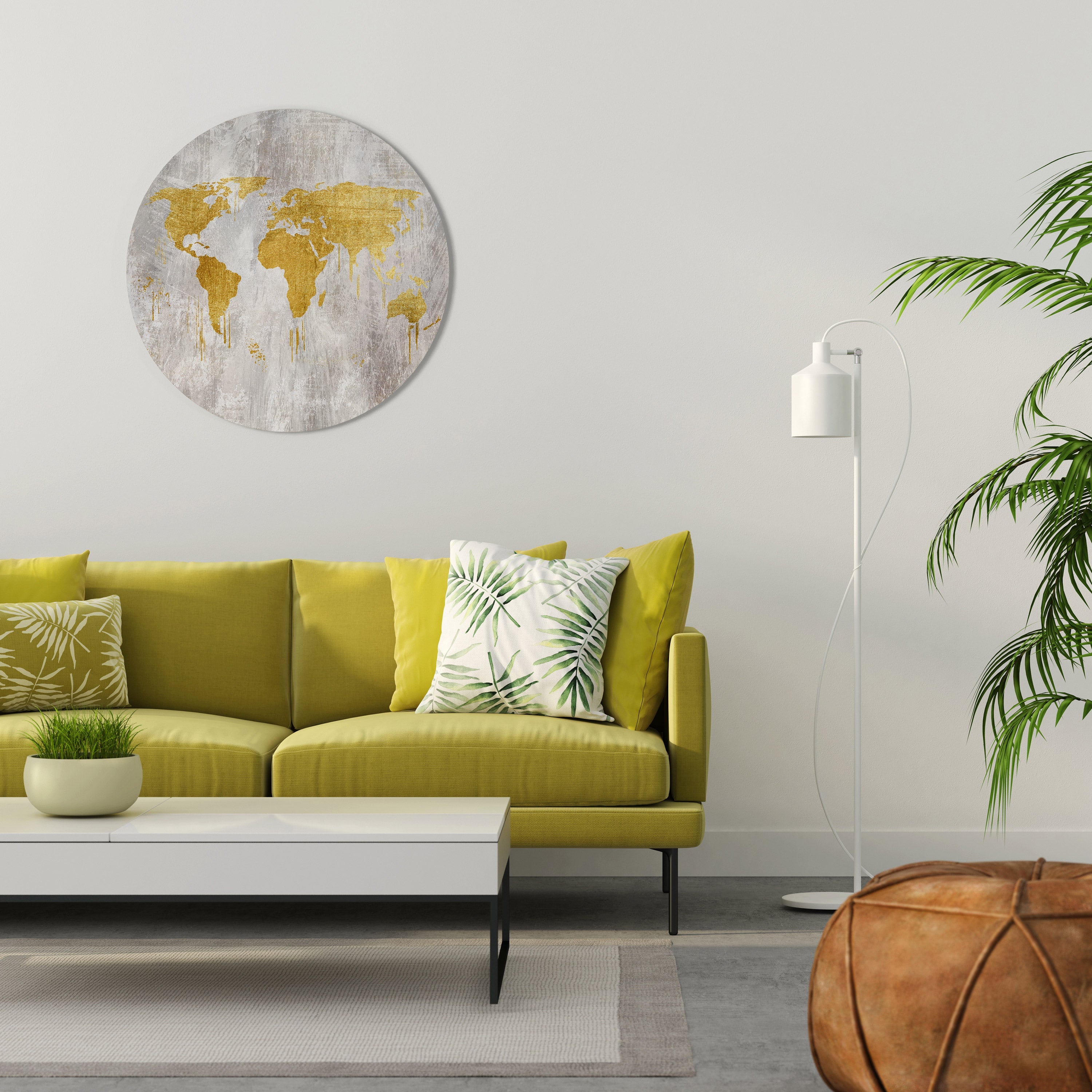 METALLIC WORLDVIEW MAP Round Wall Art