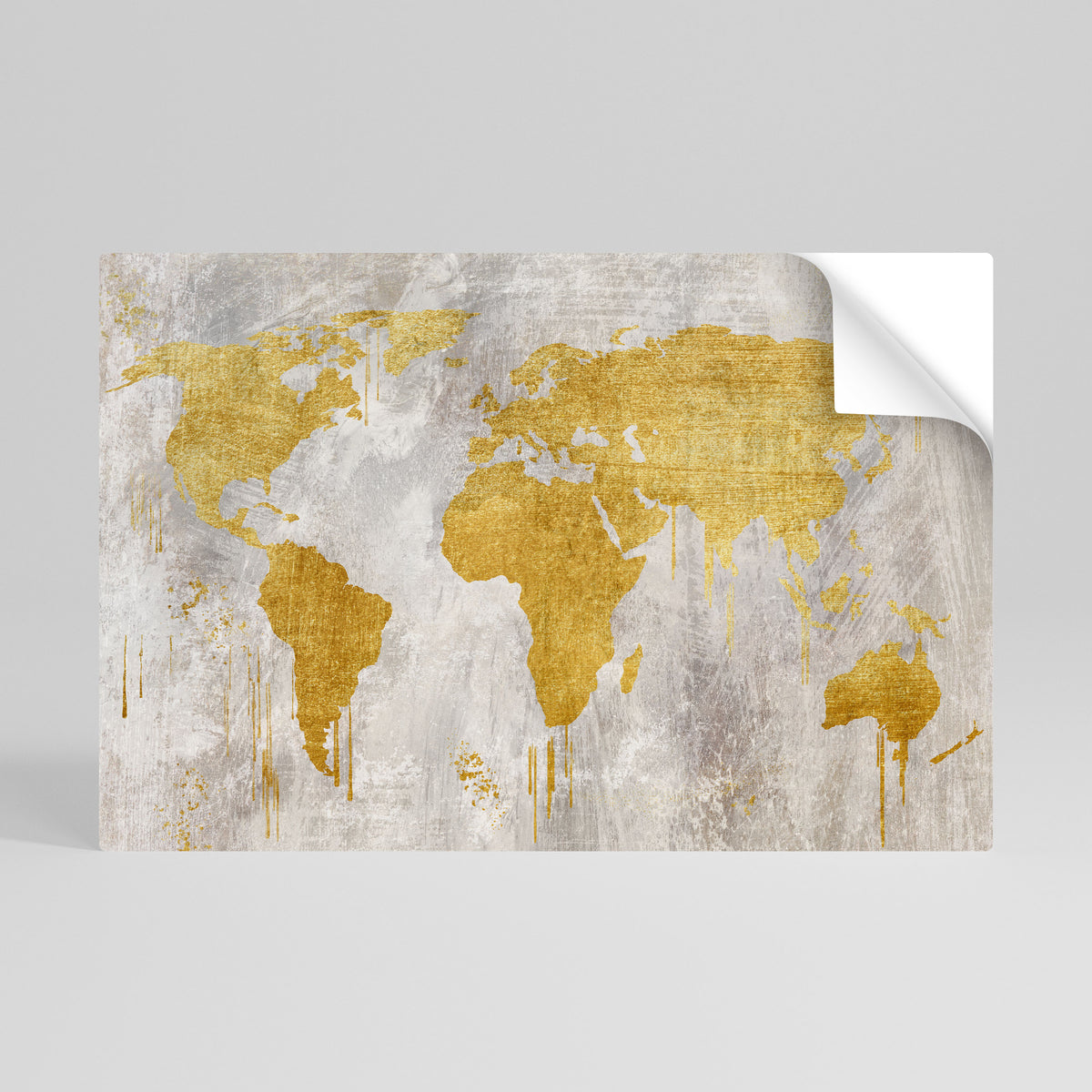 METALLIC WORLDVIEW MAP Självhäftande Horisontell Poster