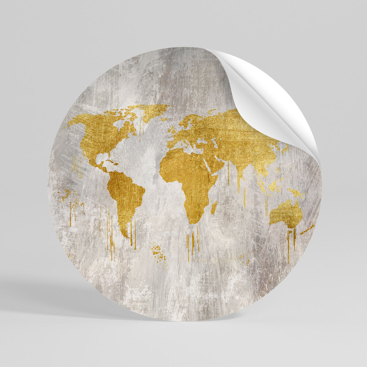 METALLIC WORLDVIEW MAP Rund väggdekal