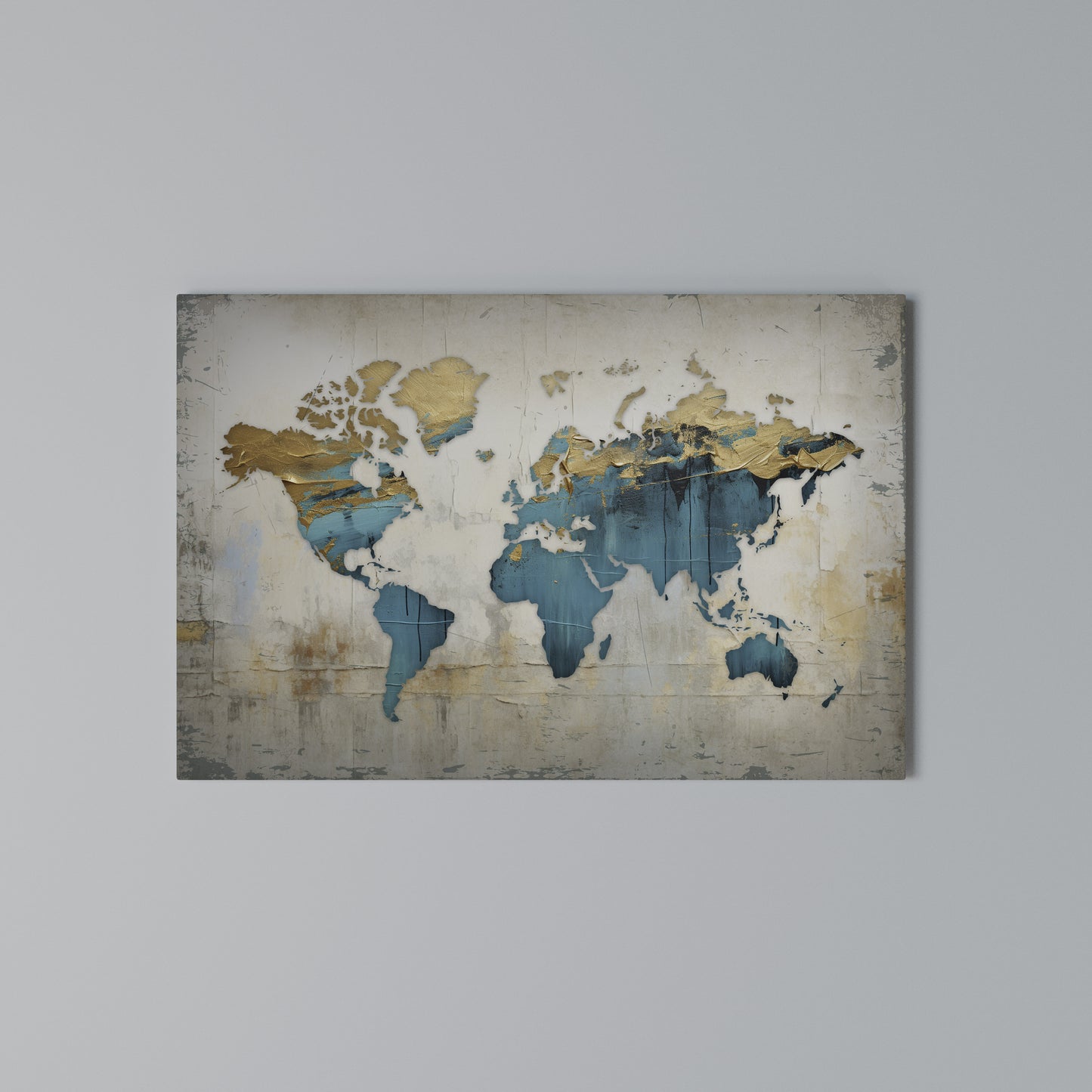 AZURE GILDED MAP Horizontal Canvas Print