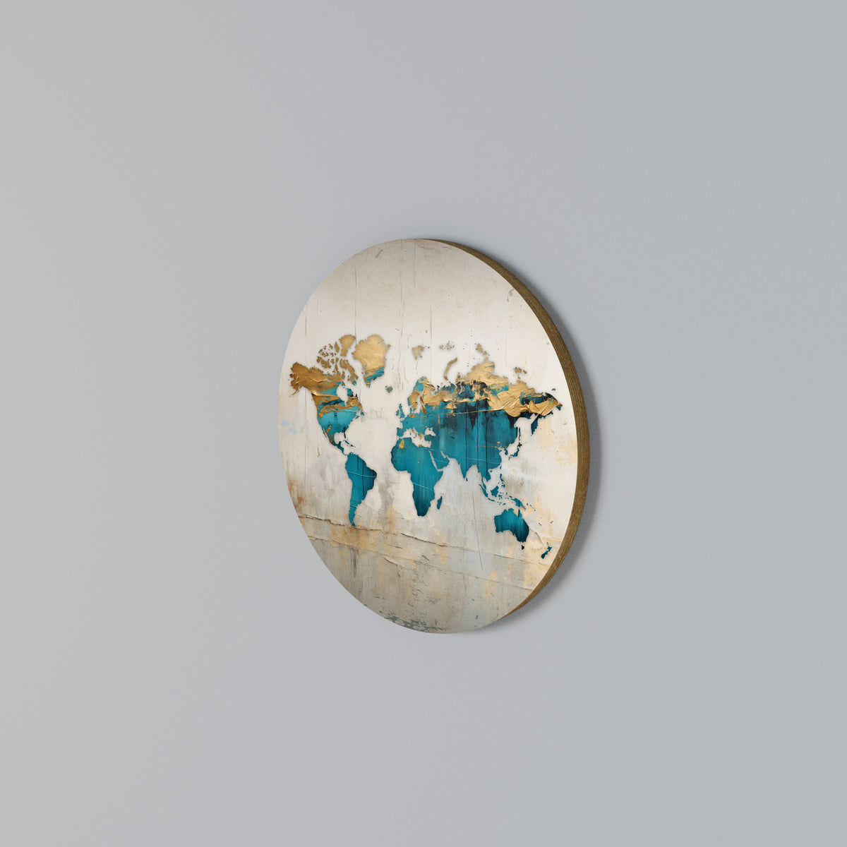AZURE GILDED MAP Rund väggdekor