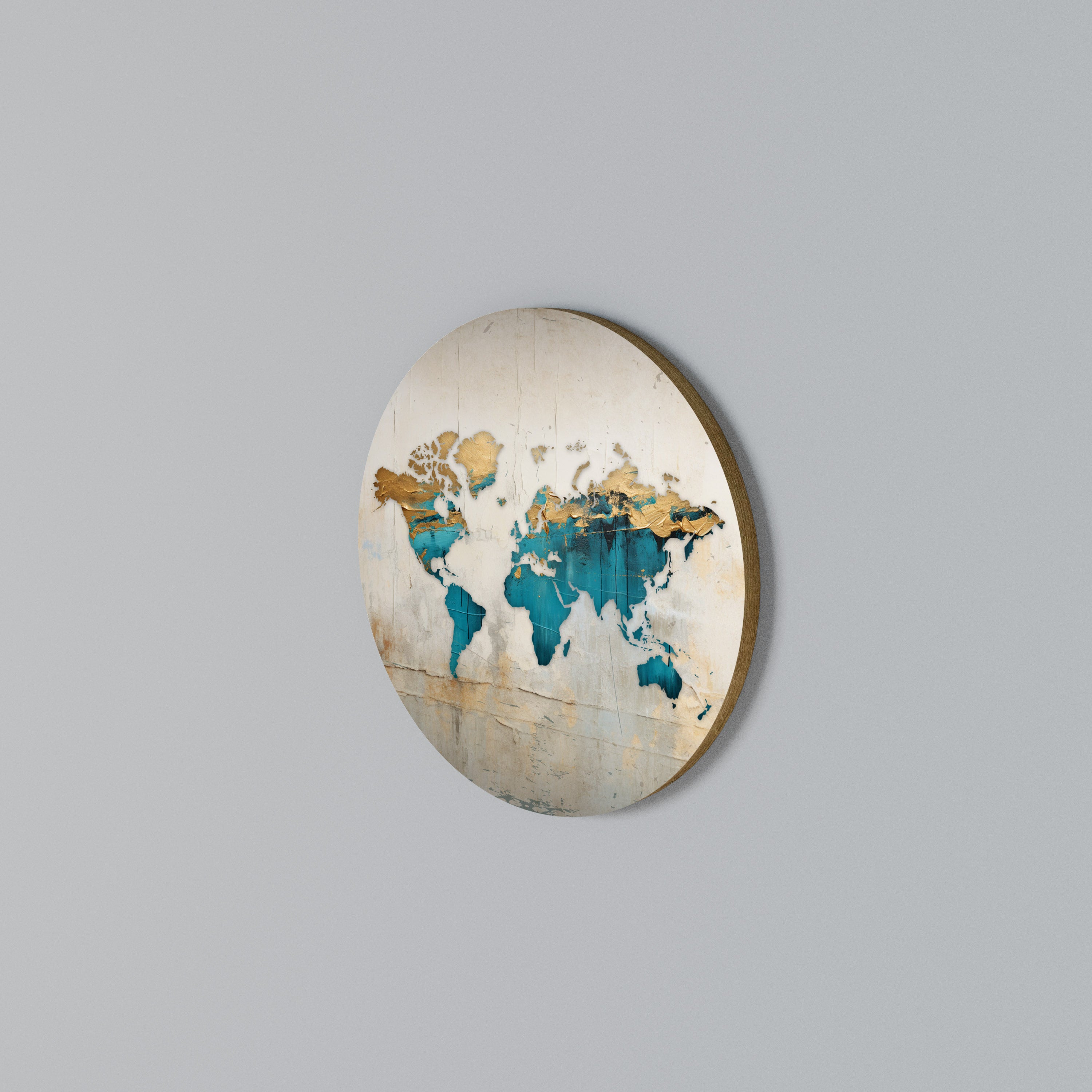 AZURE GILDED MAP Rund väggdekor