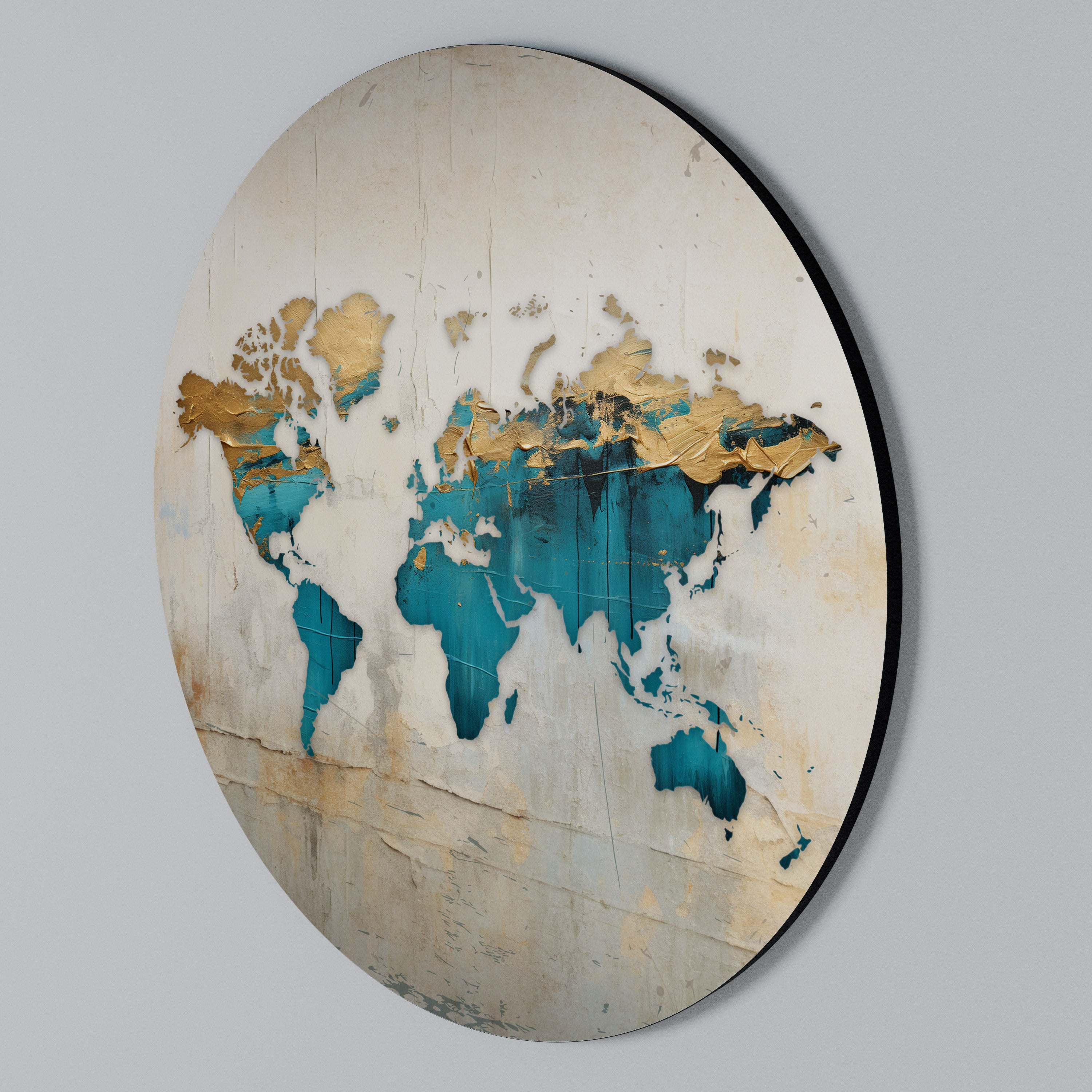 AZURE GILDED MAP Rund väggdekor