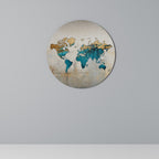 AZURE GILDED MAP Round Wall Art