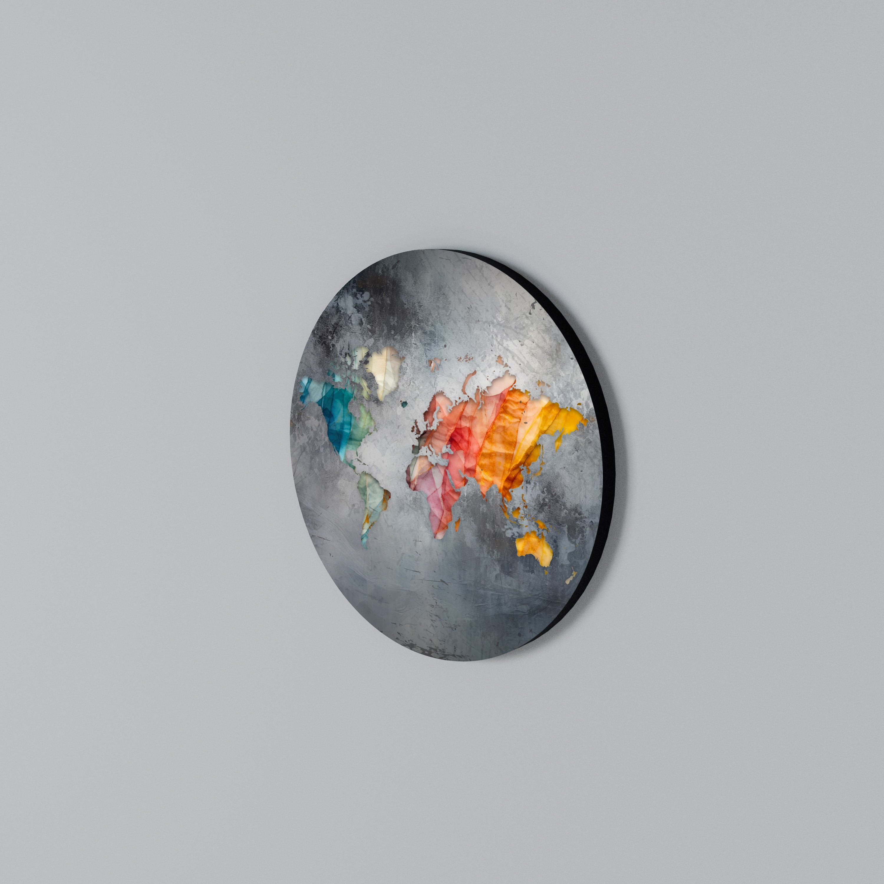 Rund väggdekoration i harmoniska jordtoner