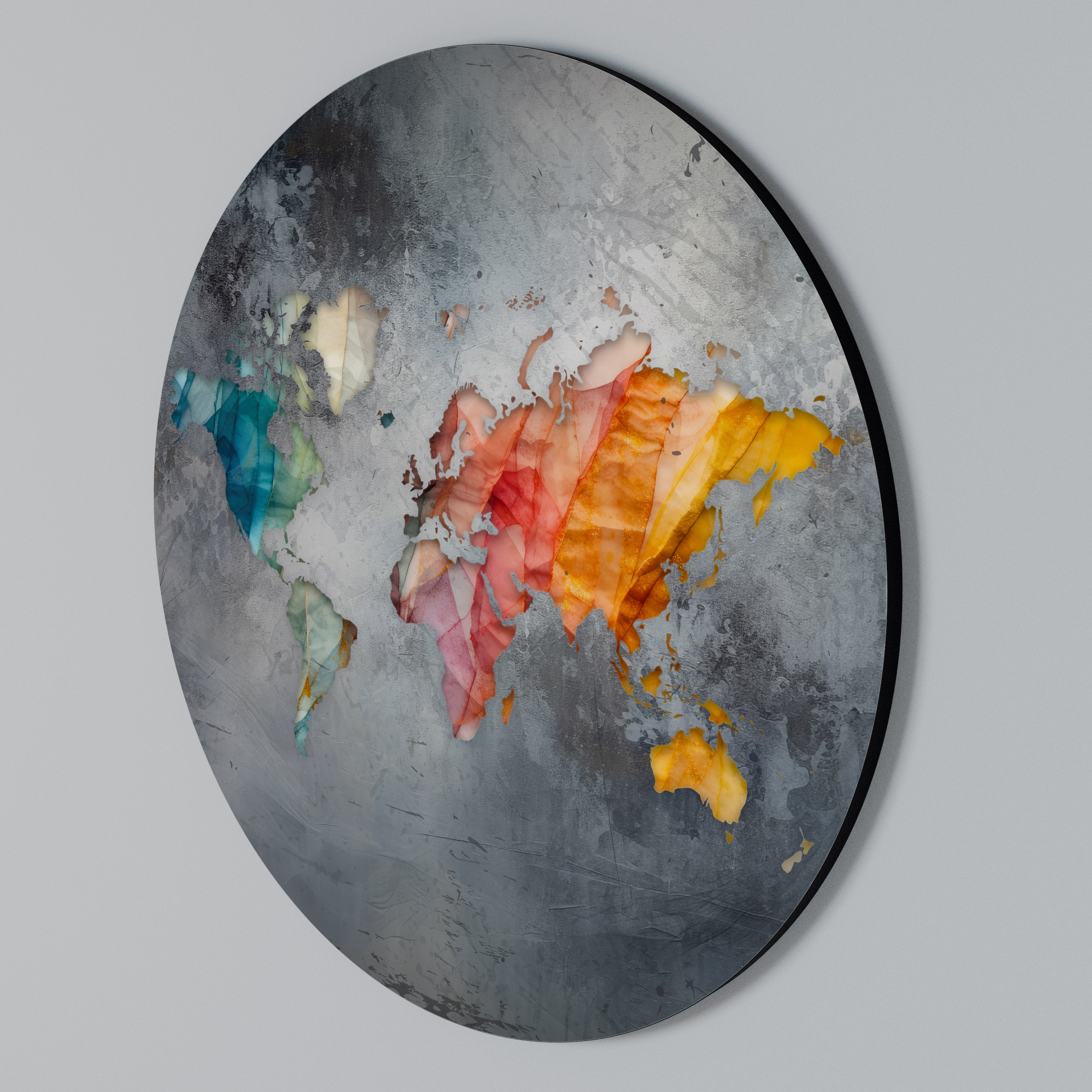 Rund väggdekoration i harmoniska jordtoner