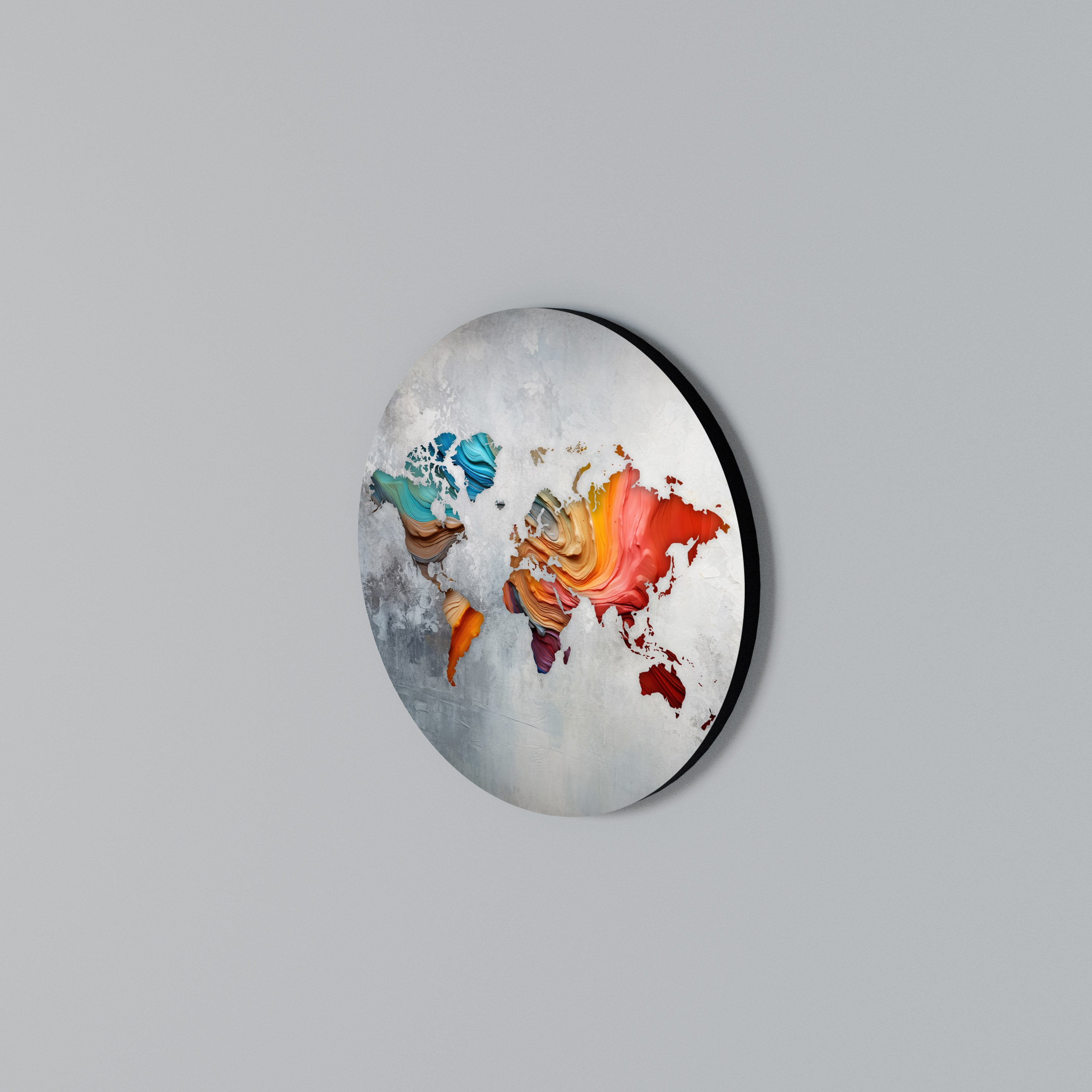 PAINTED CONTINENTS Rund väggdekor