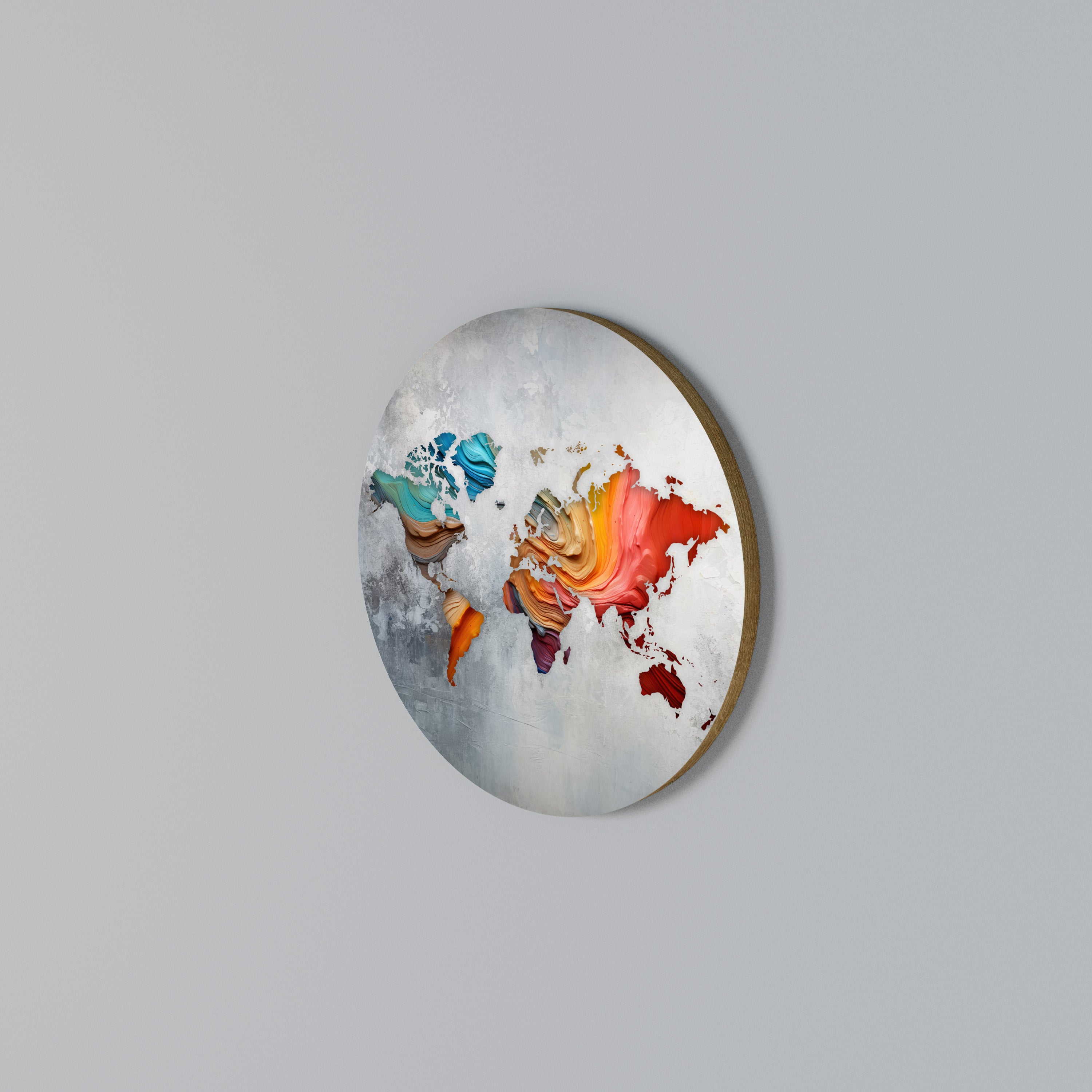 PAINTED CONTINENTS Rund väggdekor