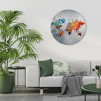 PAINTED CONTINENTS Round Wall Art