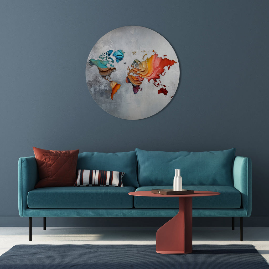 PAINTED CONTINENTS Round Wall Art