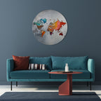 PAINTED CONTINENTS Round Wall Art