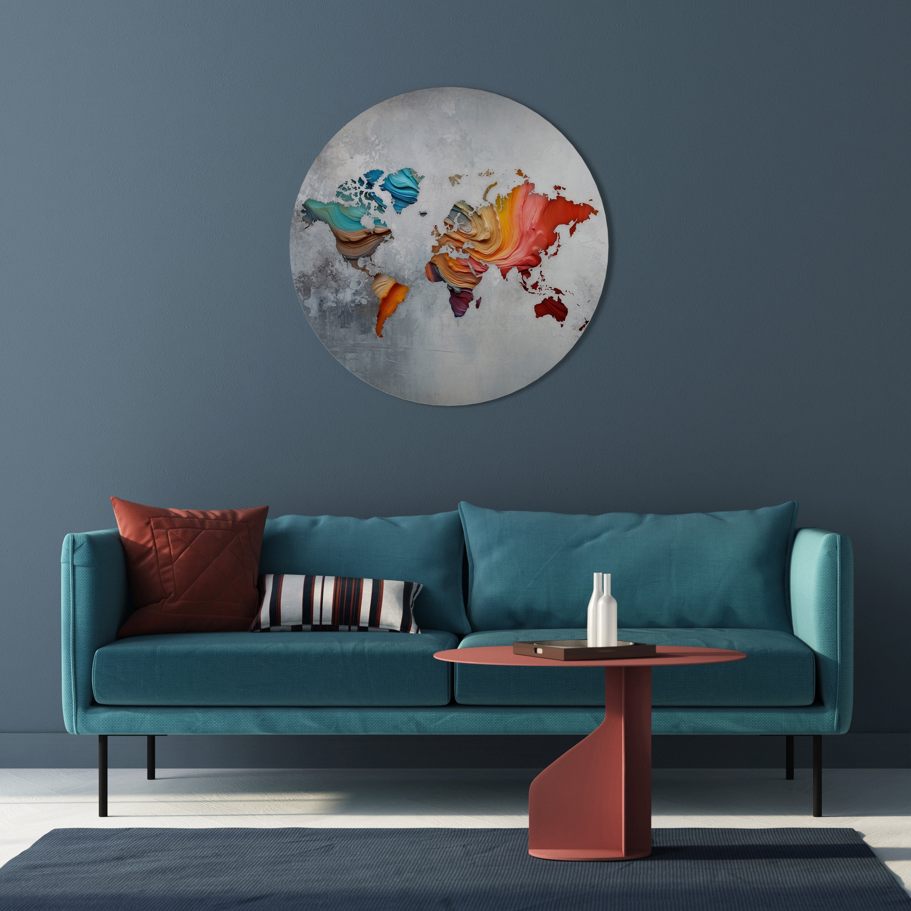 PAINTED CONTINENTS Round Wall Art