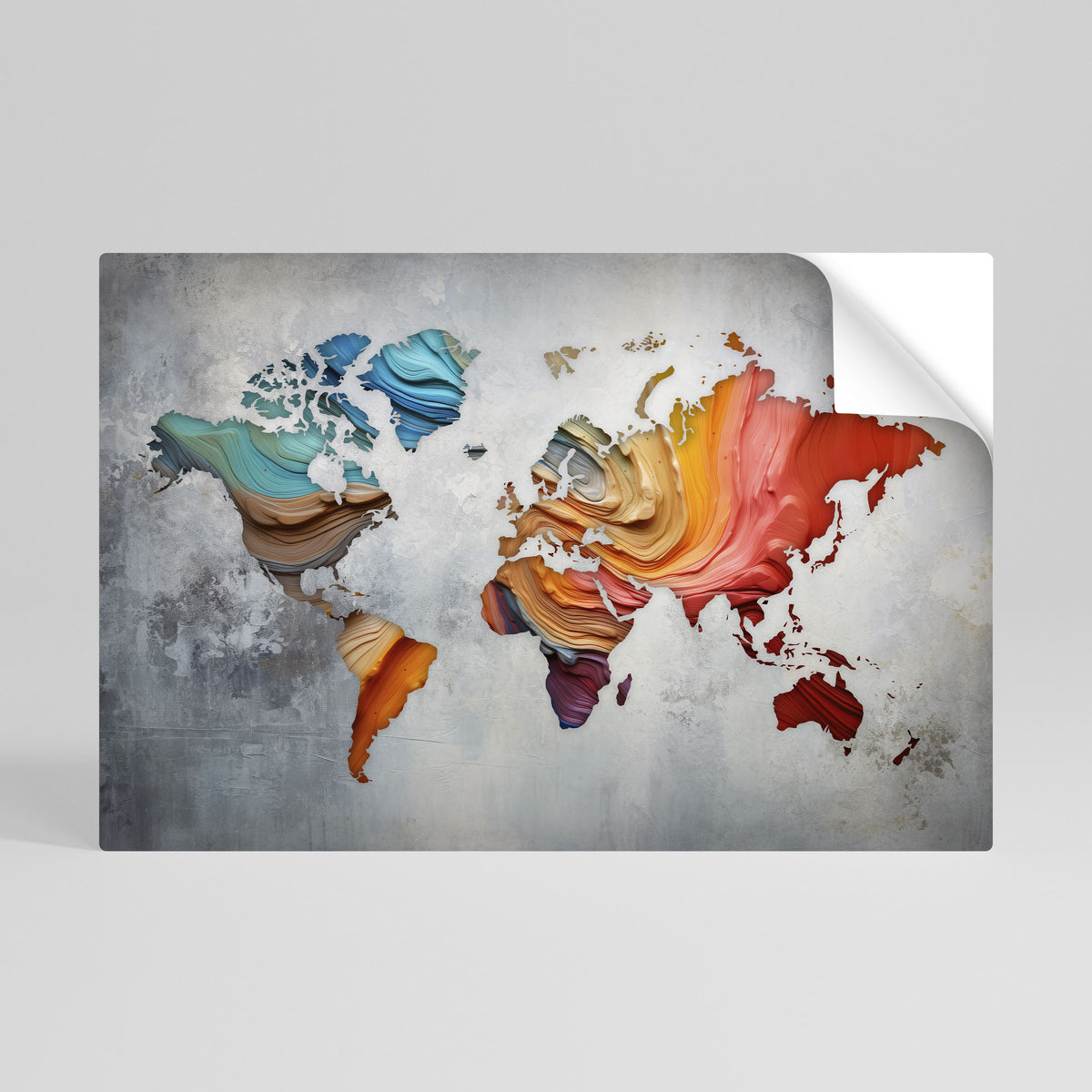 PAINTED CONTINENTS Självhäftande Horisontell Poster