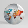 PAINTED CONTINENTS Peel and Stick Round Sticker