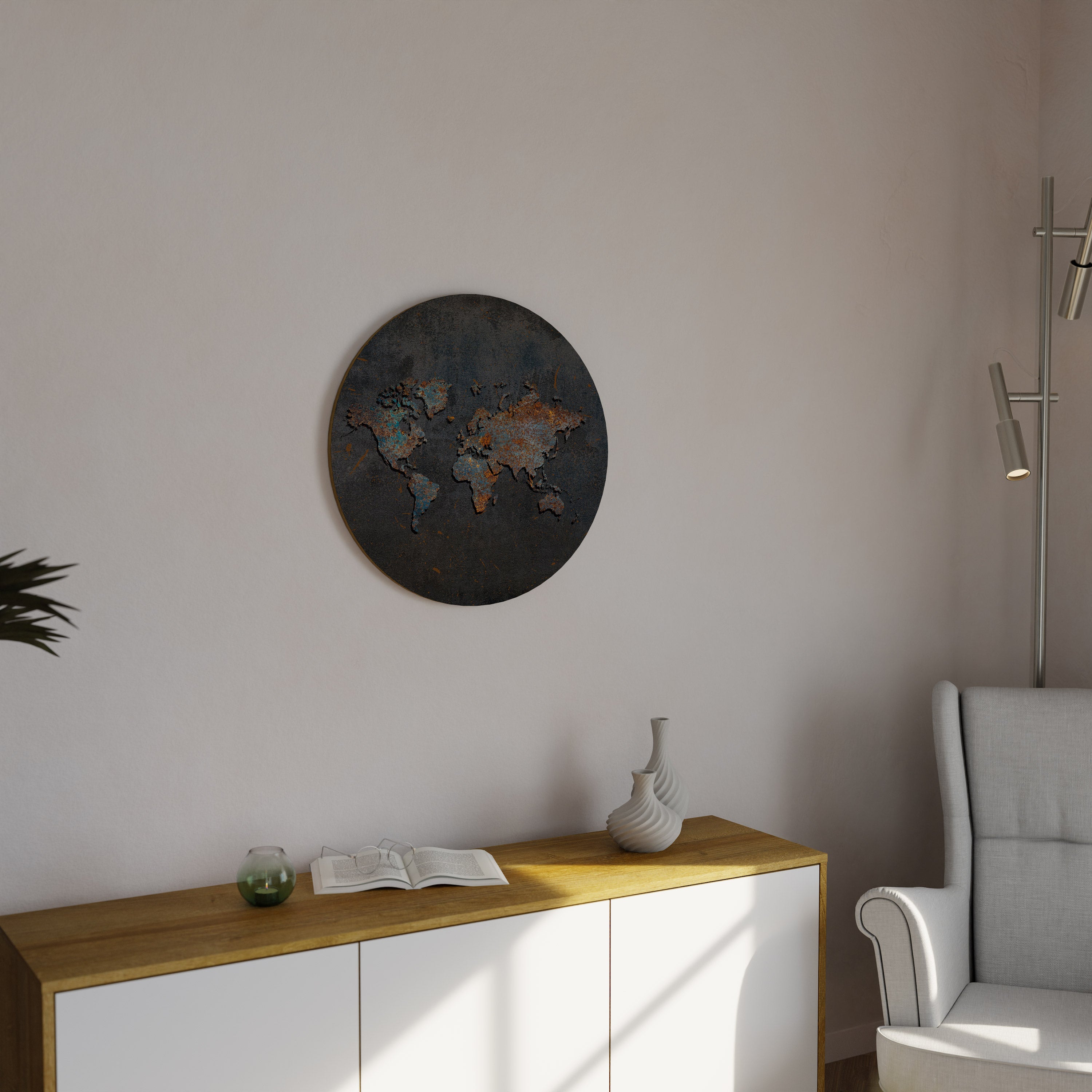 TIMEWORN TOPOGRAPHY Round Wall Art