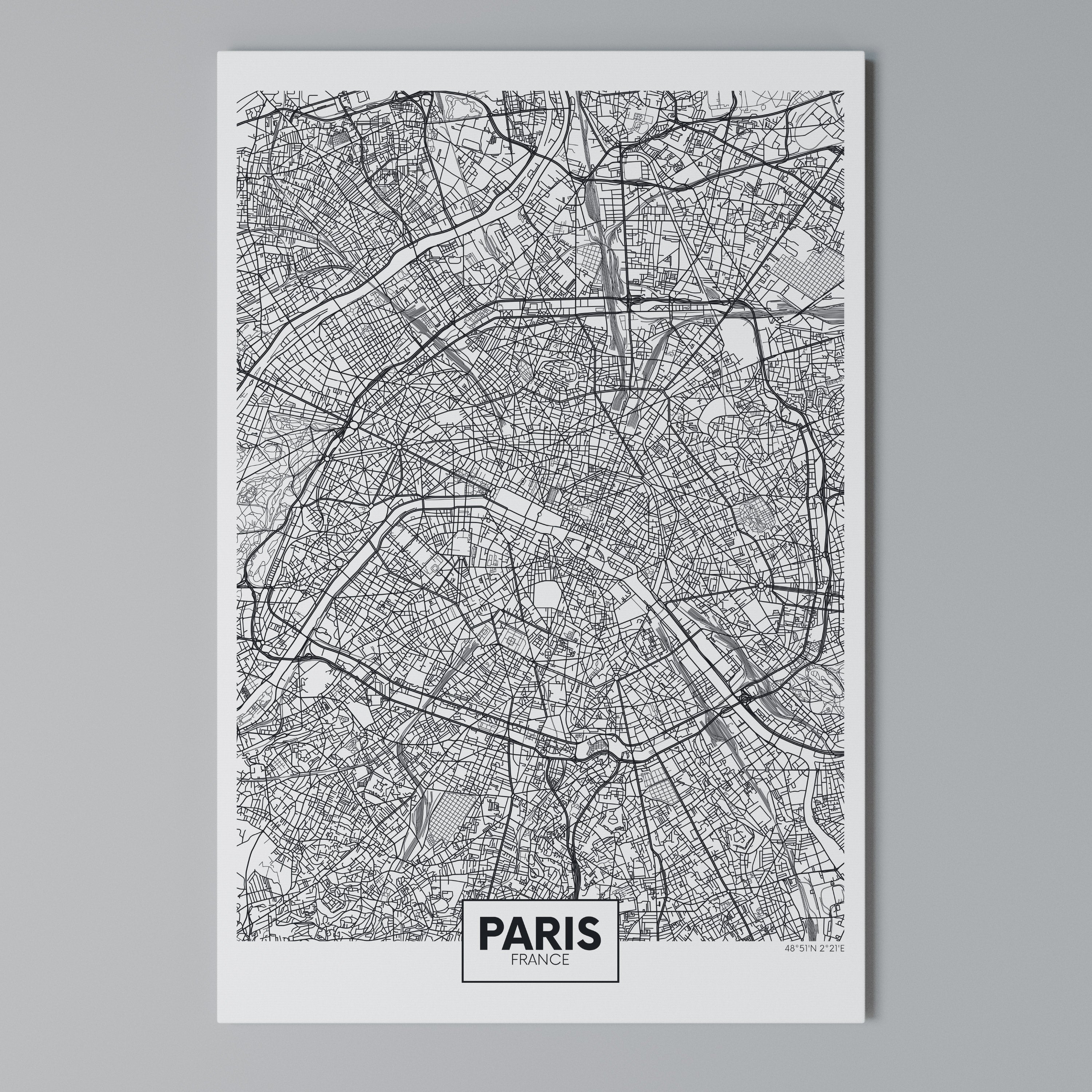 PARIS TOWN PLAN Vertical Canvas Print