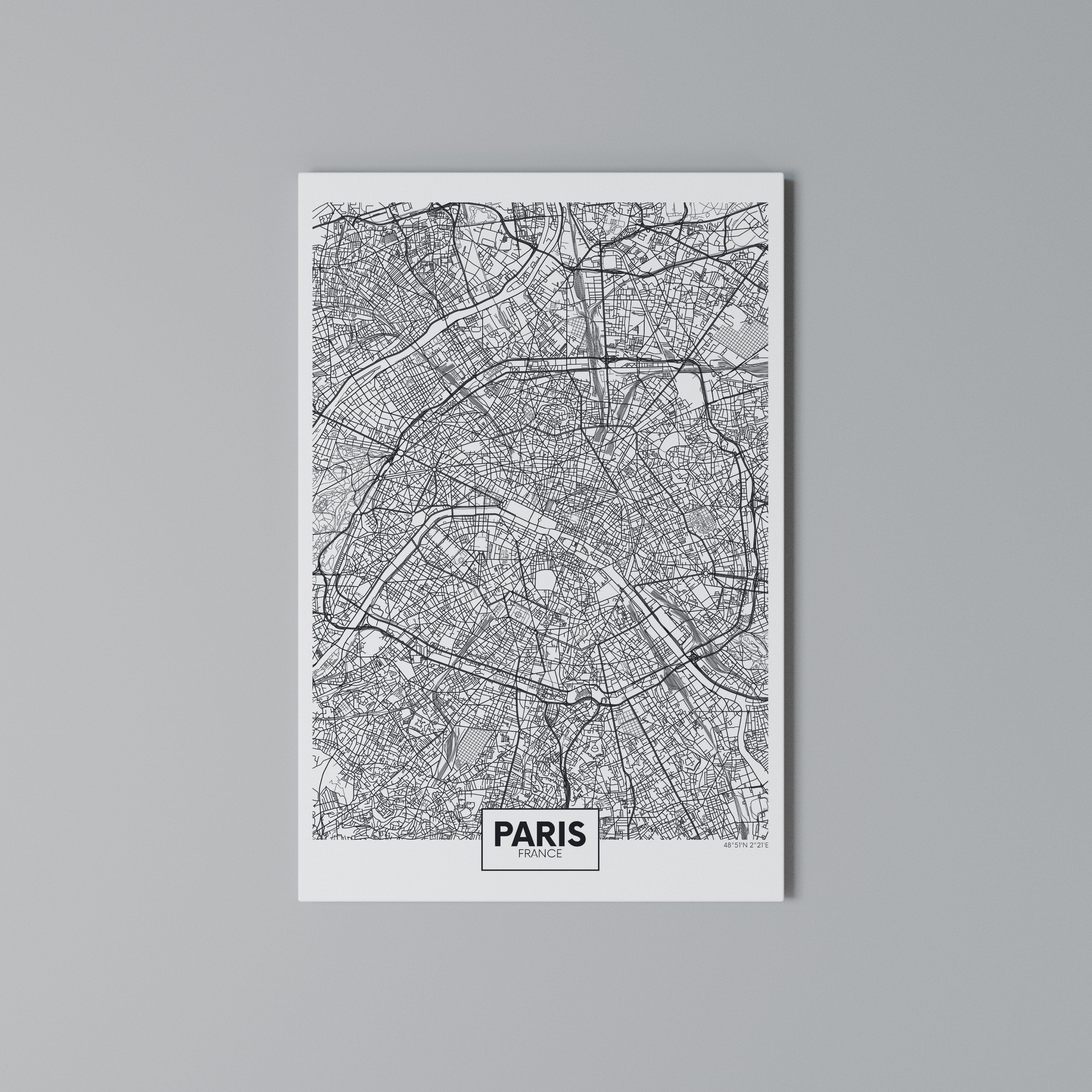 PARIS TOWN PLAN Vertical Canvas Print