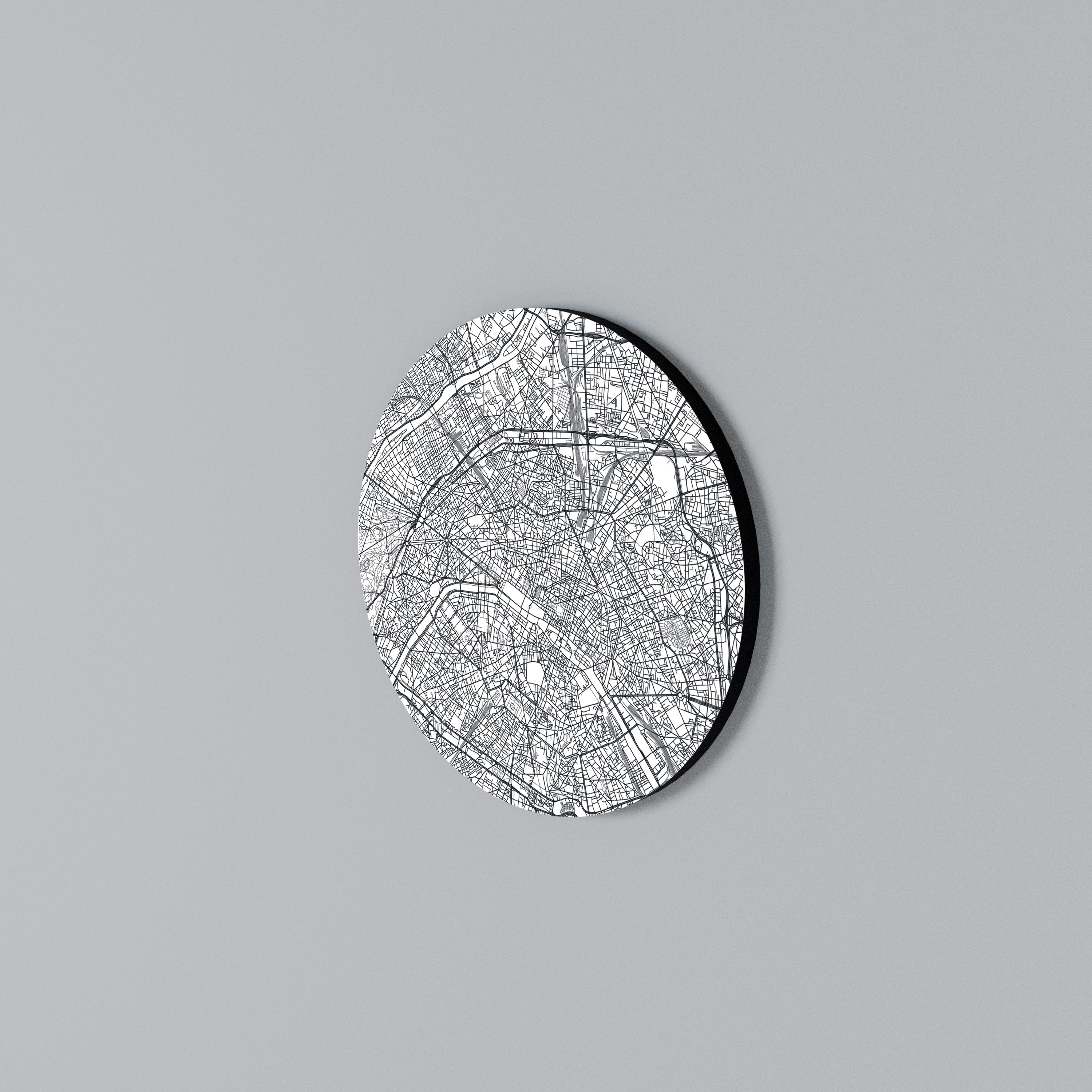 PARIS STADSPLAN Rund väggkonst