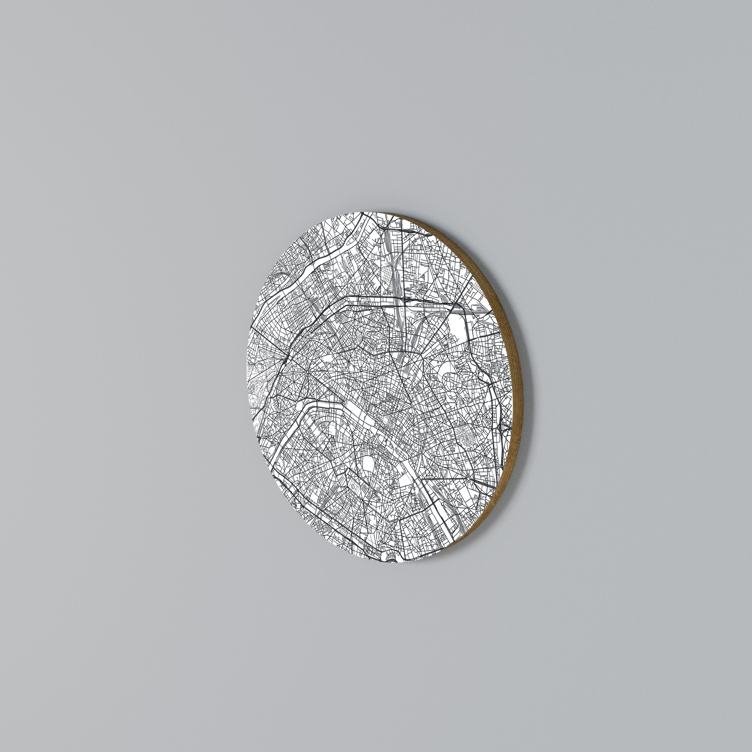 PARIS STADSPLAN Rund väggkonst