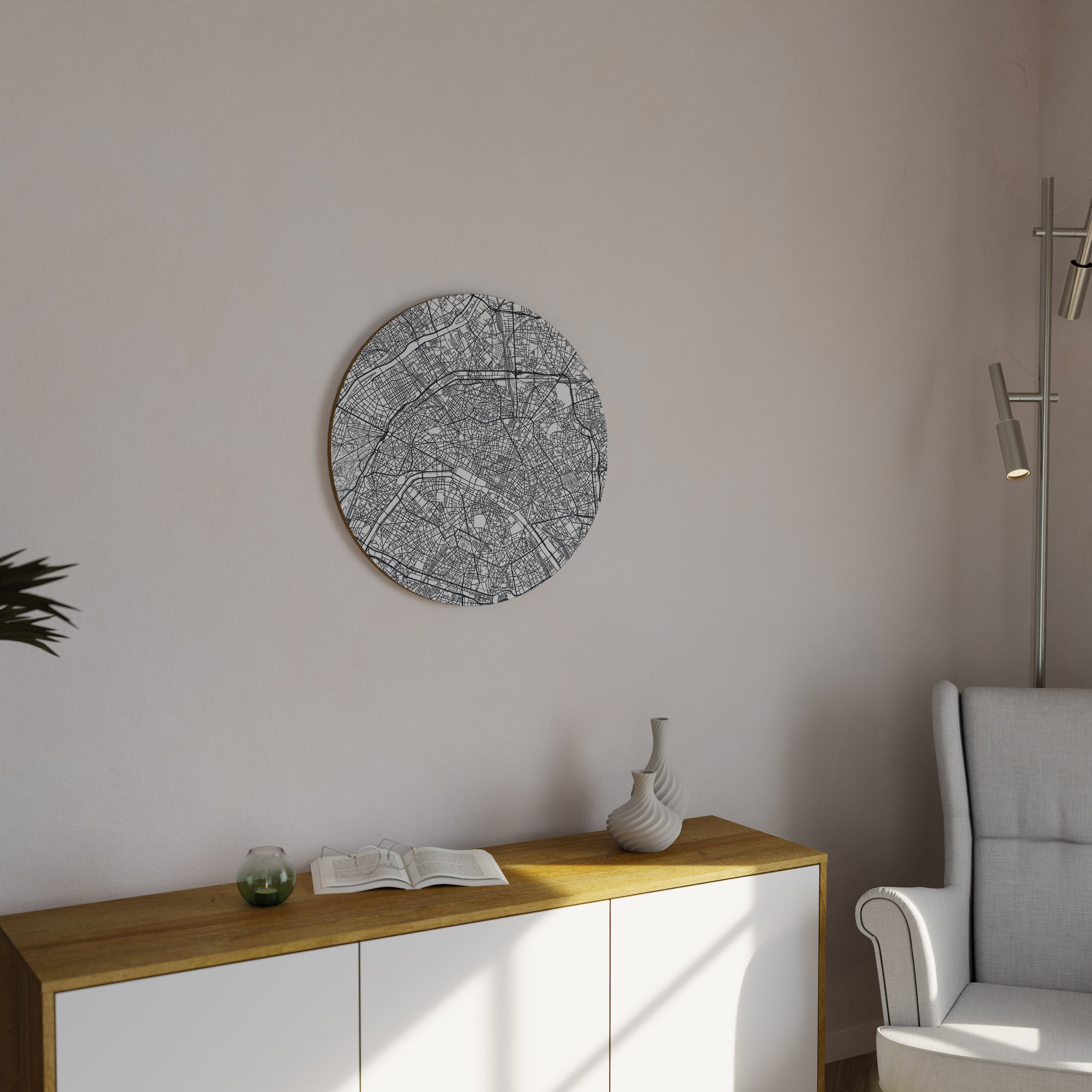 PARIS TOWN PLAN Round Wall Art