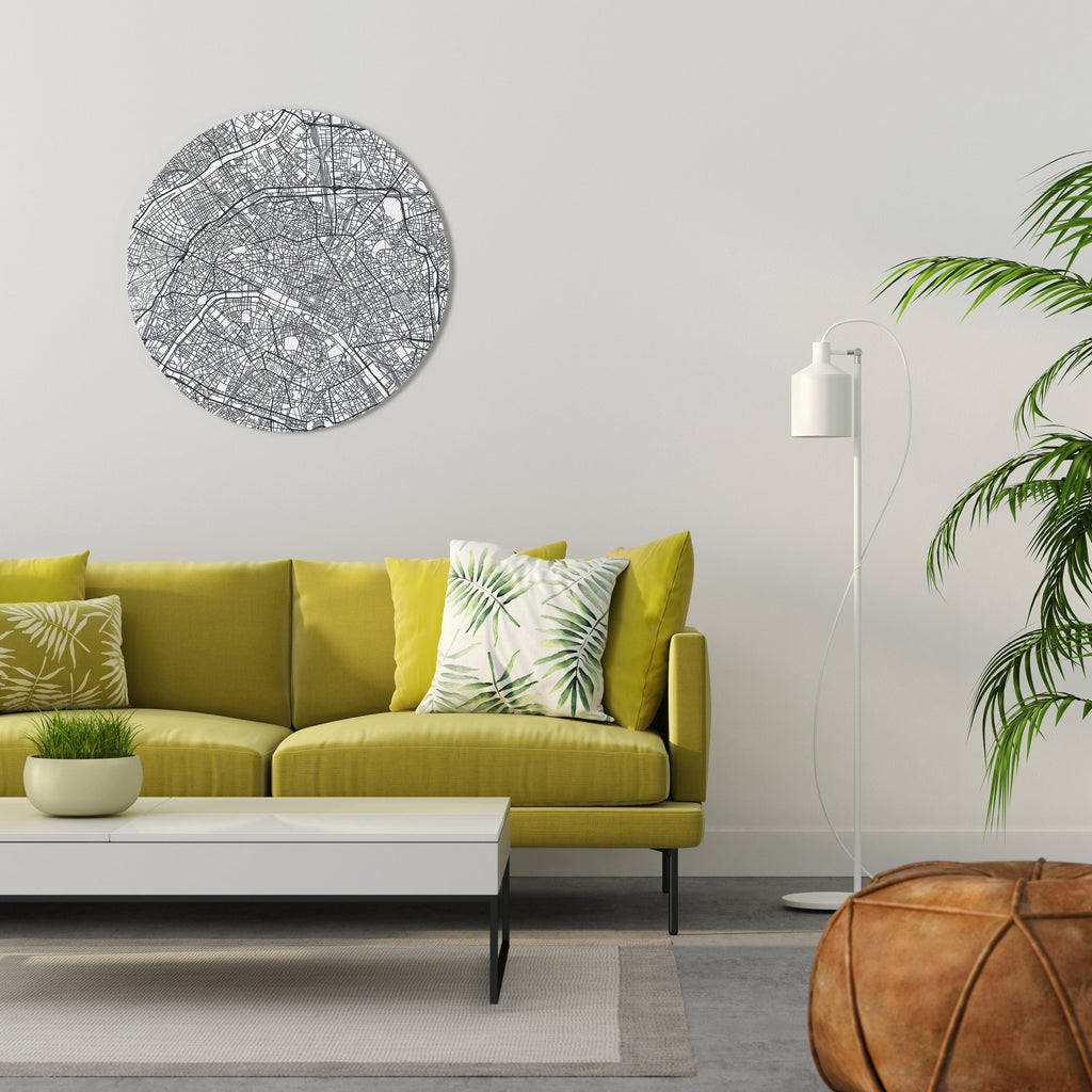 PARIS TOWN PLAN Round Wall Art