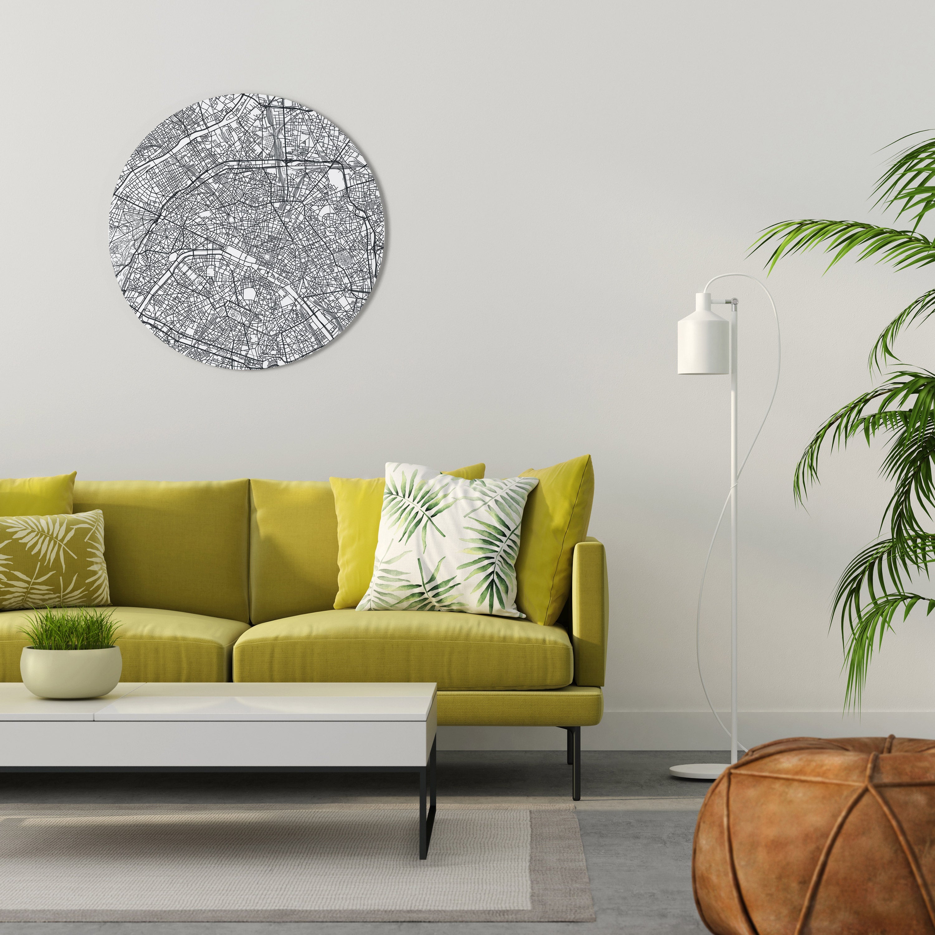 PARIS TOWN PLAN Round Wall Art