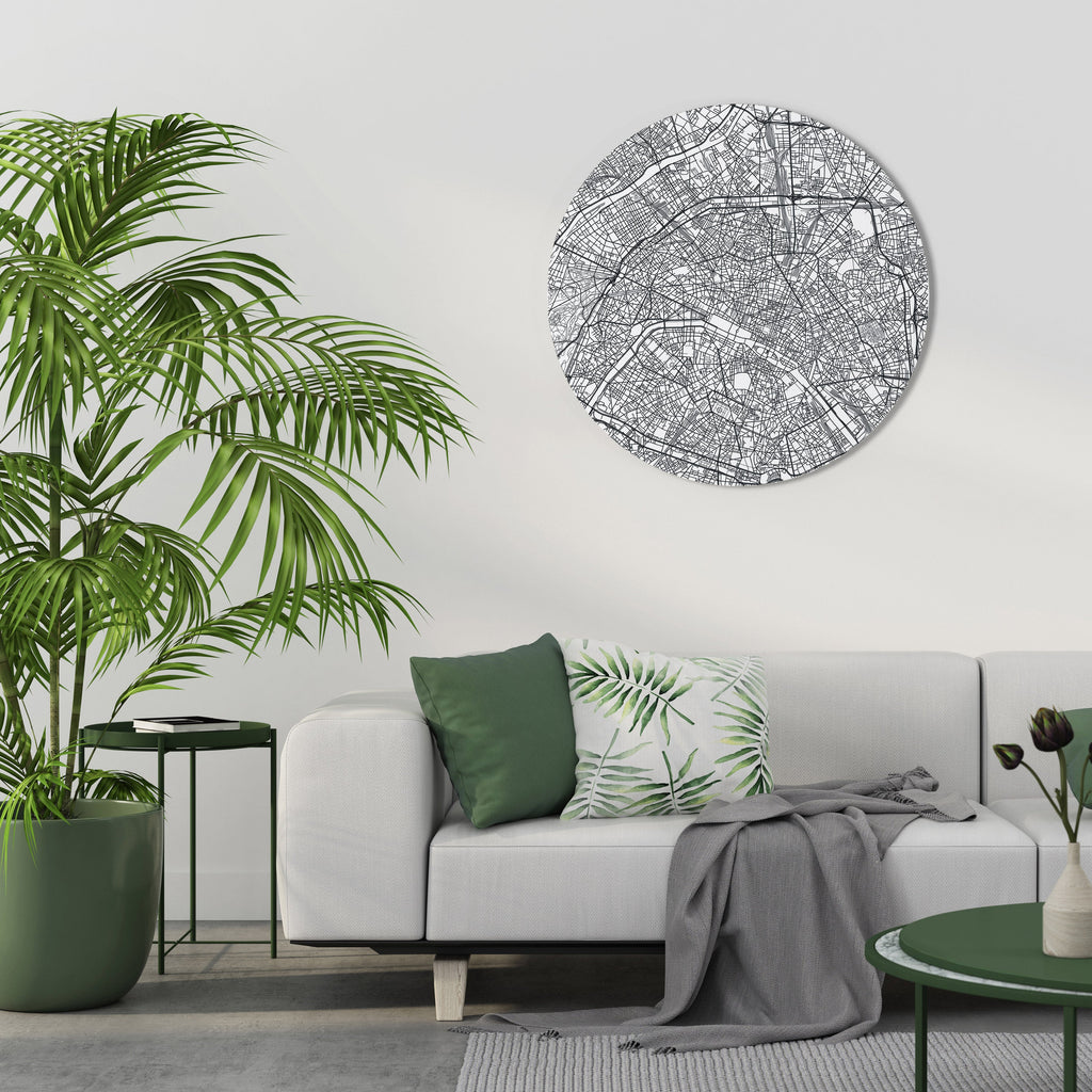 PARIS TOWN PLAN Round Wall Art
