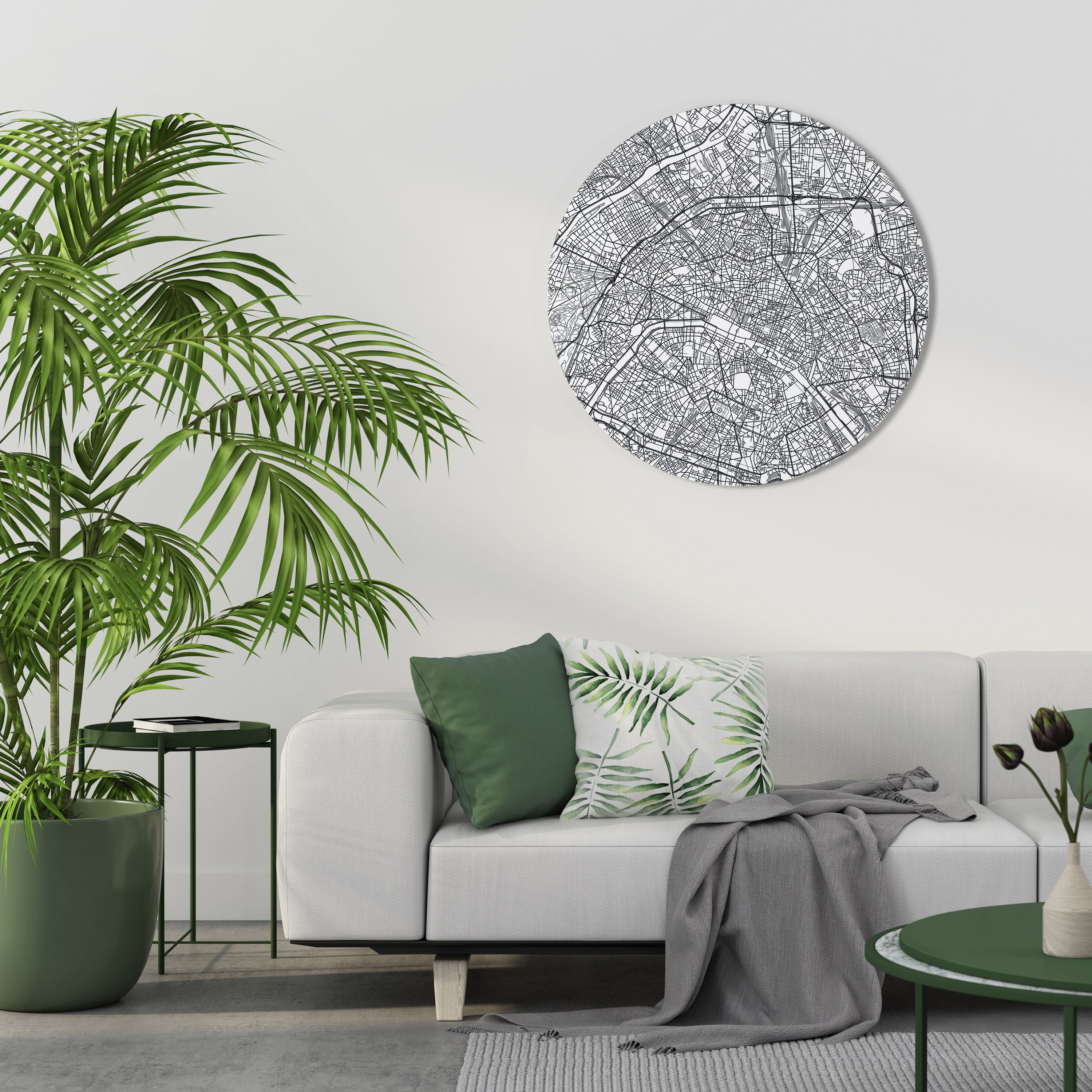 PARIS TOWN PLAN Round Wall Art