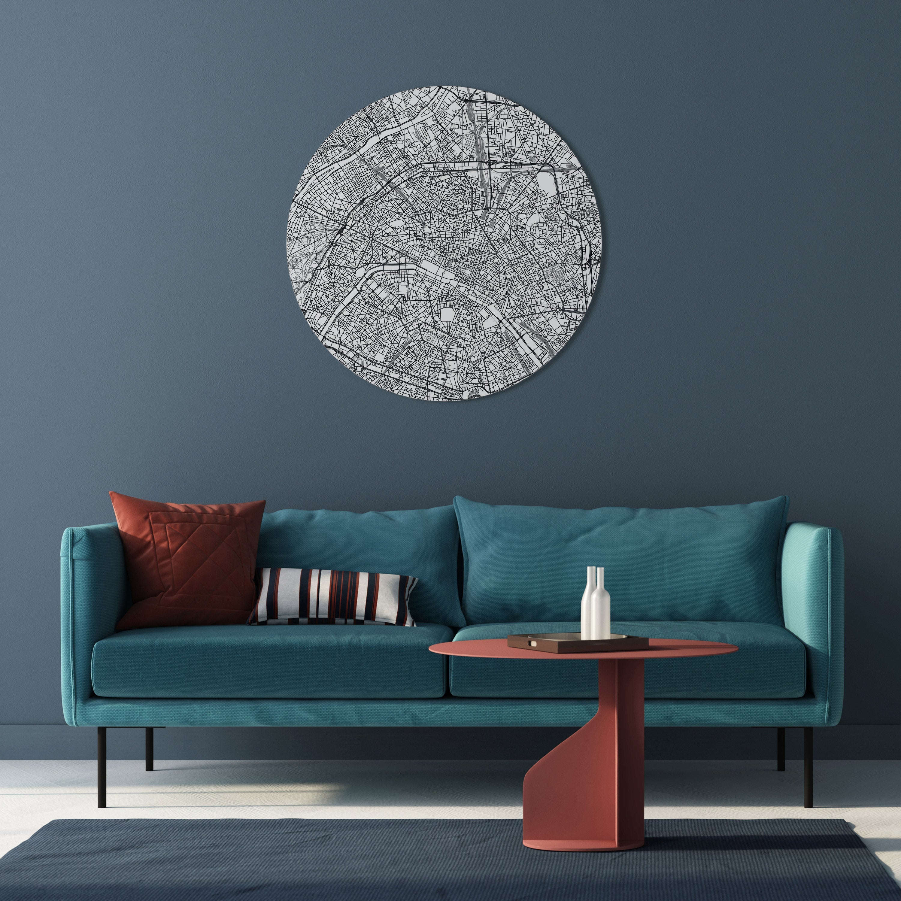 PARIS TOWN PLAN Round Wall Art