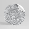 PARIS TOWN PLAN Rund väggdekal