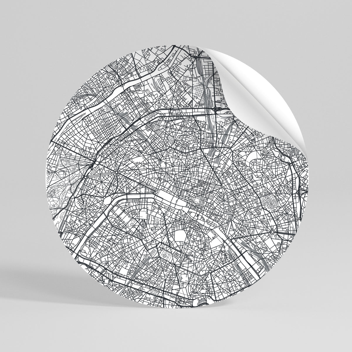 PARIS TOWN PLAN Rund väggdekal