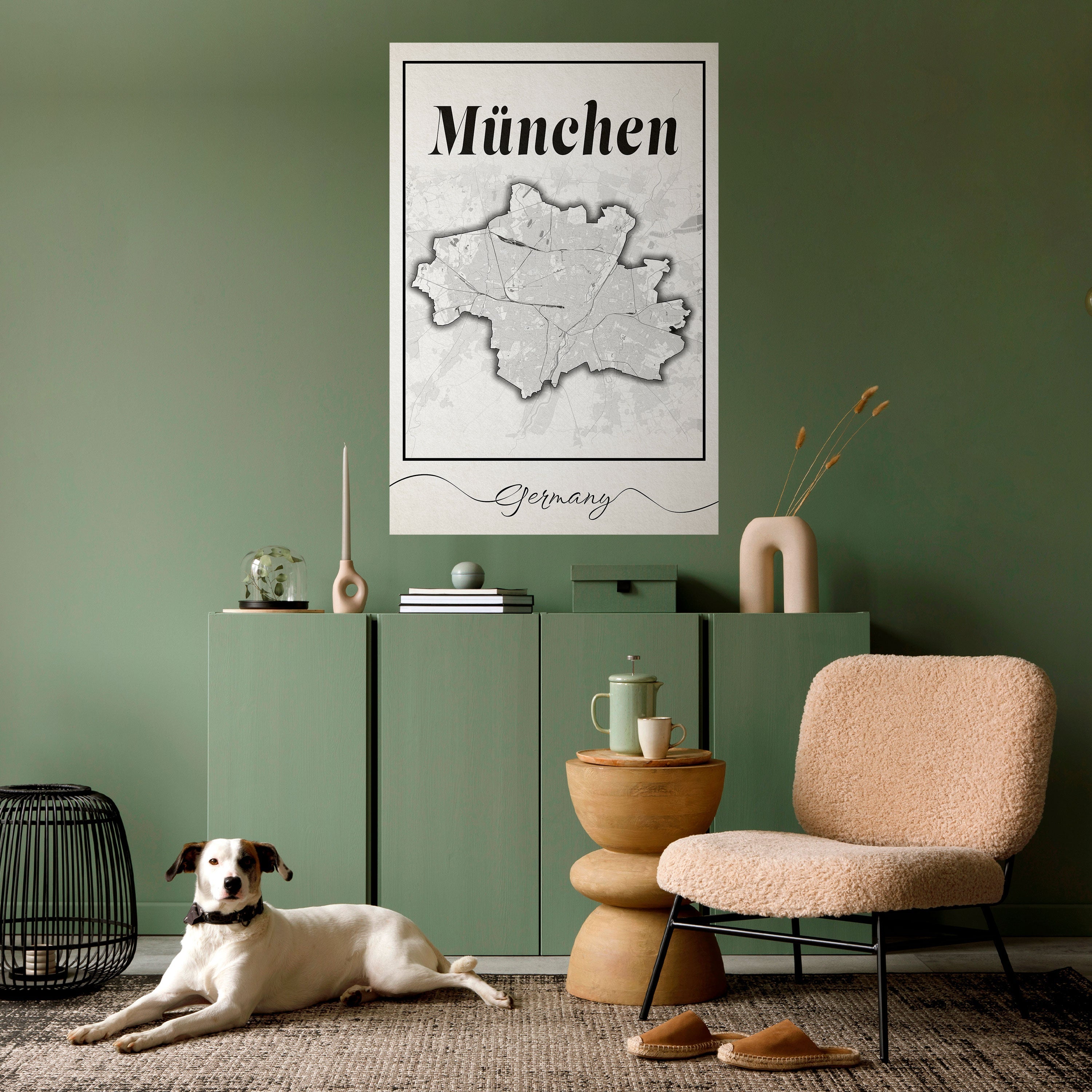 MONOCHROME MÜNCHEN vertikal poster med självhäftande tryck