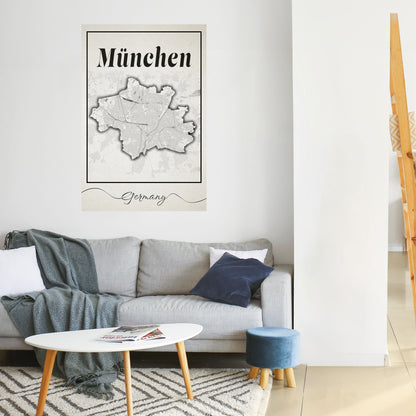 MONOCHROME MÜNCHEN vertikal poster med självhäftande tryck