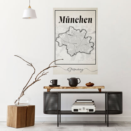 MONOCHROME MÜNCHEN vertikal poster med självhäftande tryck