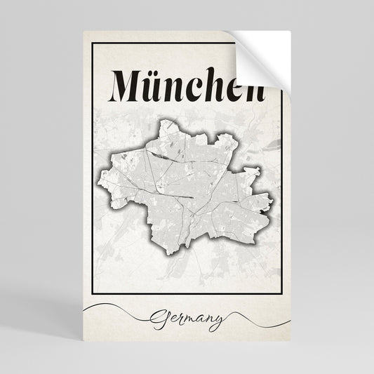 MONOCHROME MÜNCHEN vertikal poster med självhäftande tryck