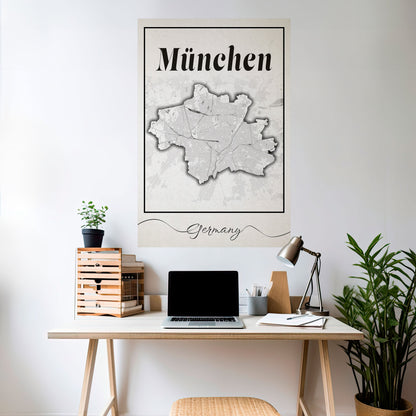 MONOCHROME MÜNCHEN vertikal poster med självhäftande tryck