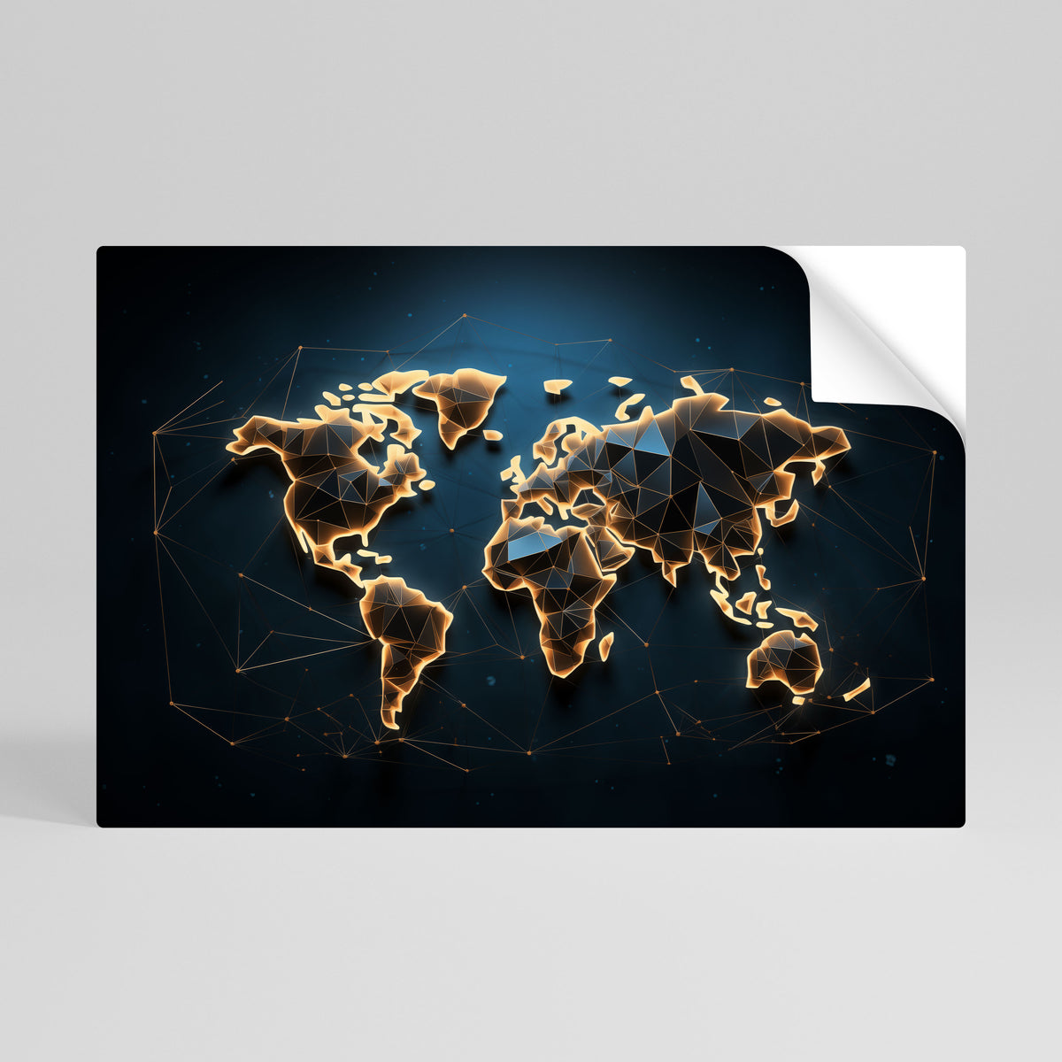 POLYGONAL PLANET Självhäftande Horisontell Poster