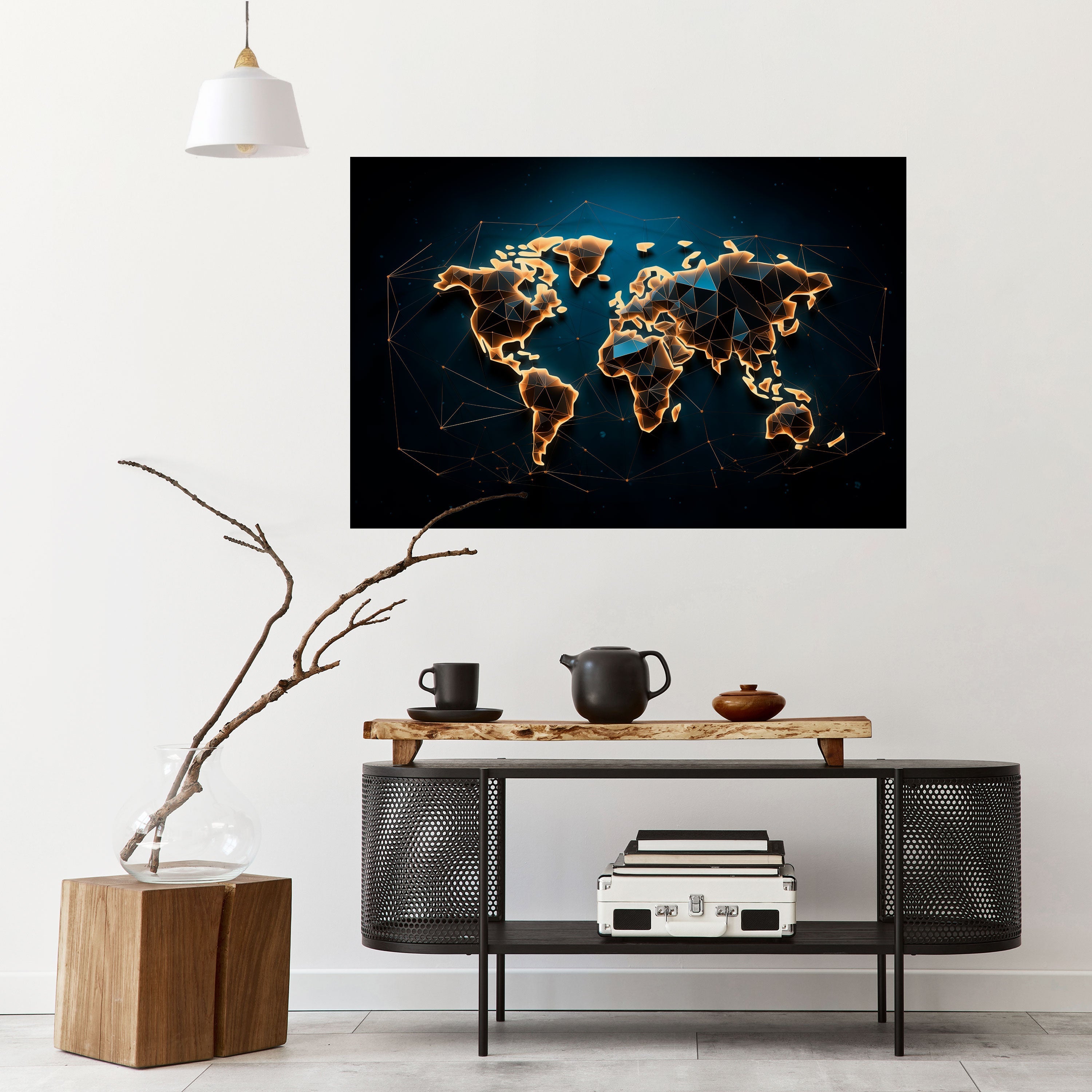 POLYGONAL PLANET Horisontell affisch med självhäftande motiv