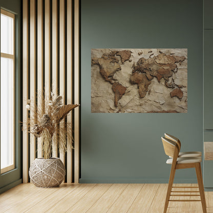 Pappersliknande planetlandskap horisontell poster med självhäftande klistermärke