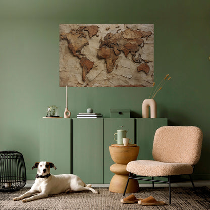 Pappersliknande planetlandskap horisontell poster med självhäftande klistermärke