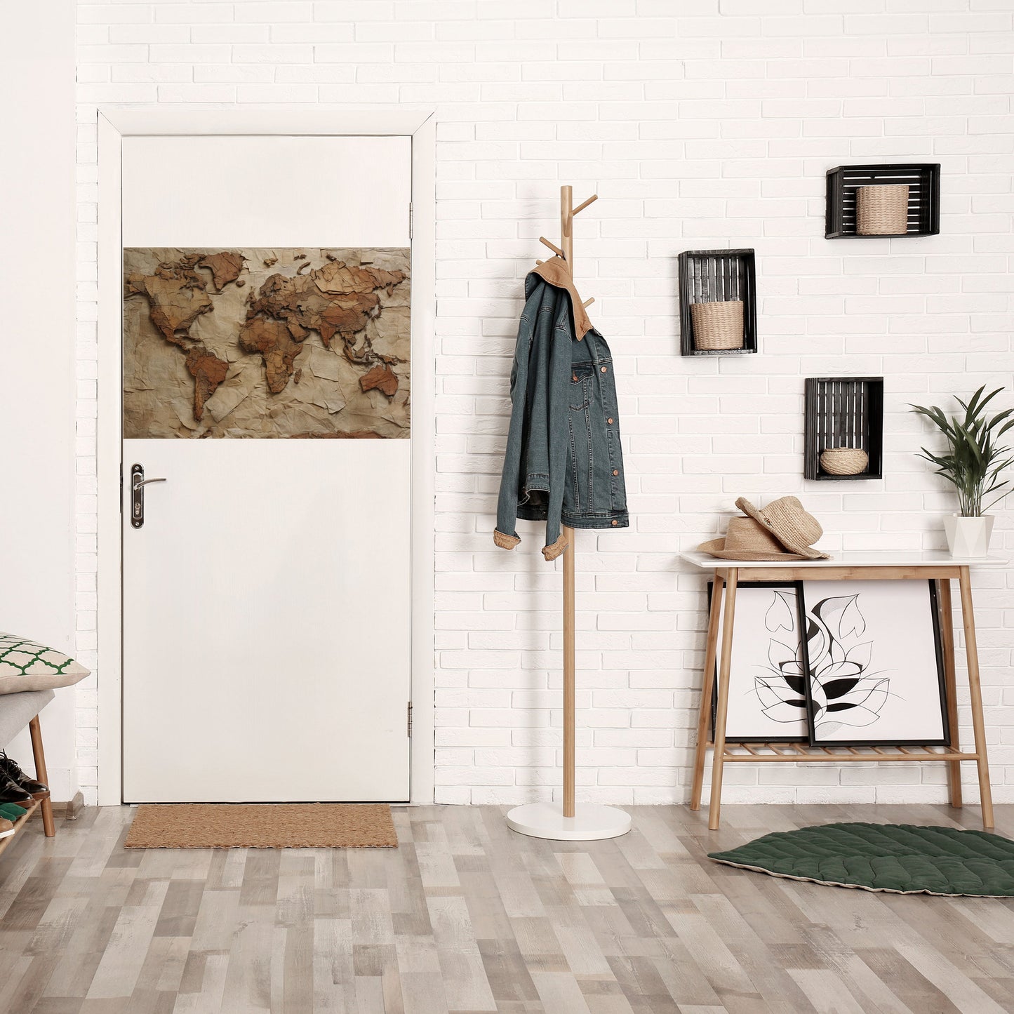 Pappersliknande planetlandskap horisontell poster med självhäftande klistermärke